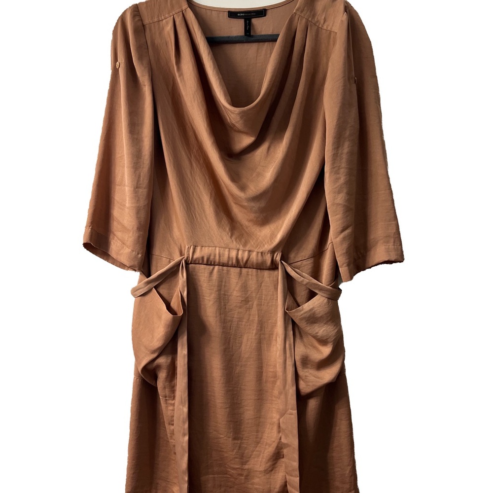 BCBGMaxAzria Copper Cowl Neck Midi Dress